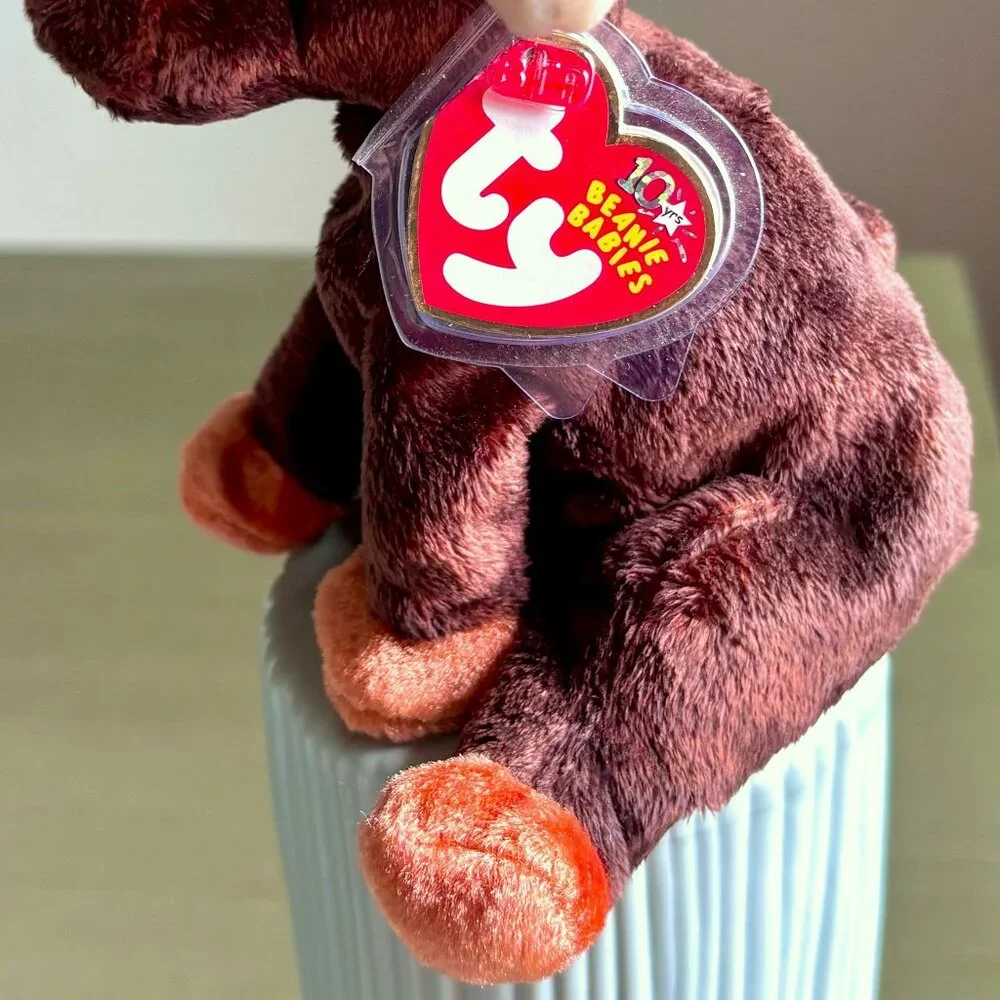 4589 2002 Zeus Orange Brown Moose Big Antlers Ty Beanie Baby Plush Stuffed MWMT - Picture 3 of 9